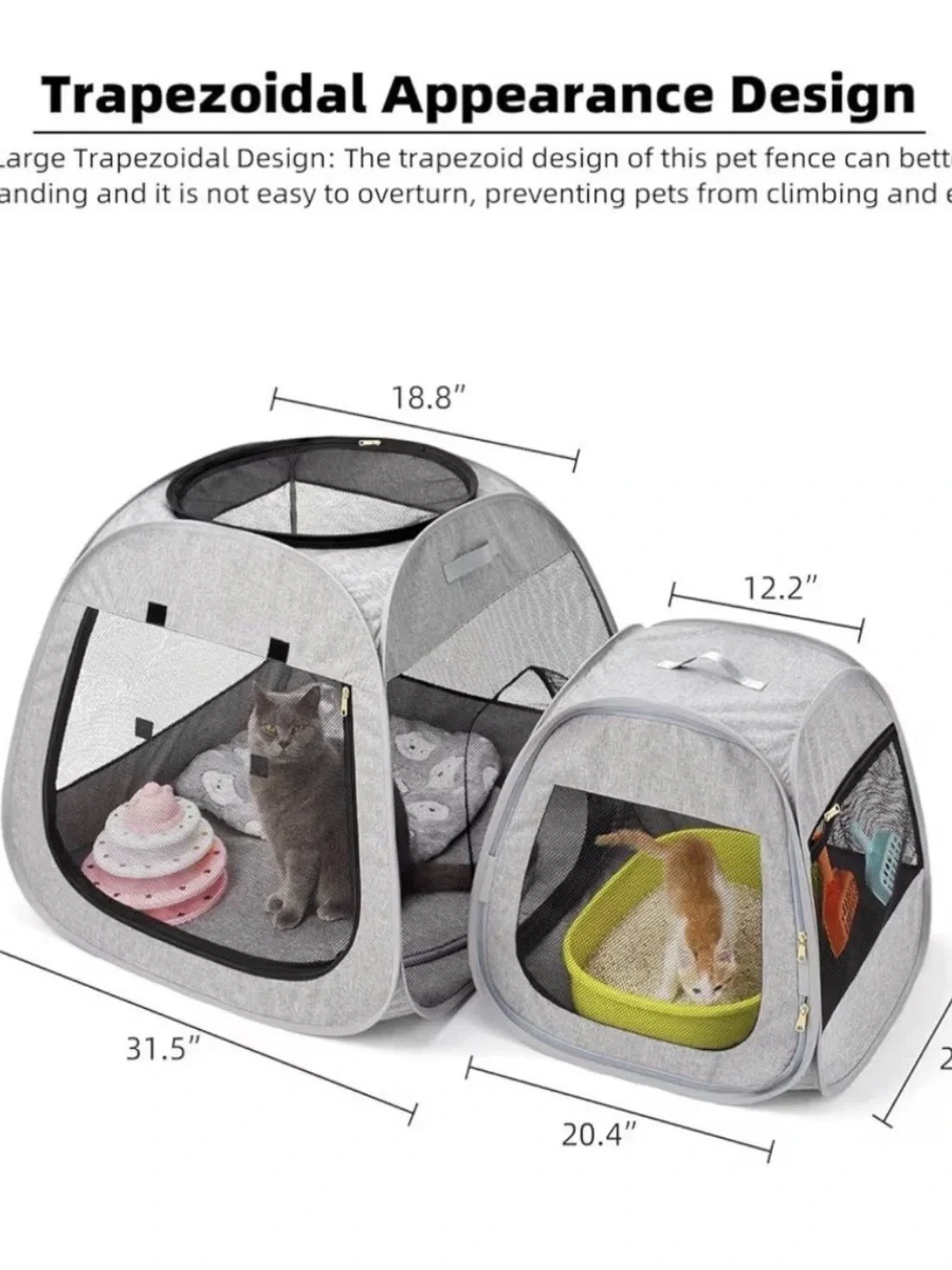 Portable Cat Playpen Pet Tent 2PC Set Indoor Outdoor Litter Enclosure
